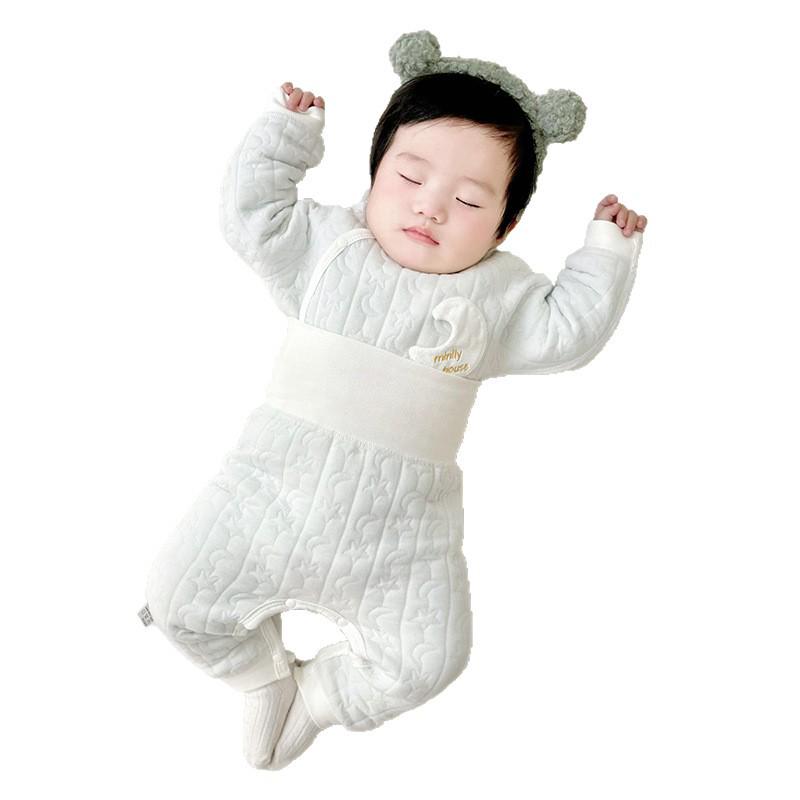 Jingqi Kids Quilted Cotton Warm Two-Piece Set for Boys and Girls - Autumn/Winter Underwear and Pants