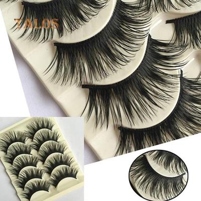 5 paia di ciglia lunghe e spesse, strumento per il trucco incrociato, ciglia finte finte