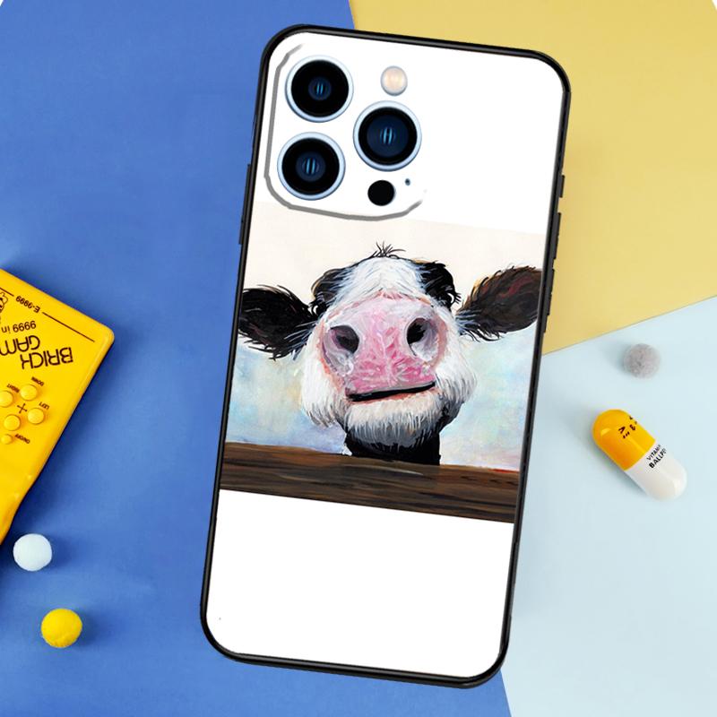 Cute Cow Moo Phone Case For iPhone 17 16 15 14 12 11 13 Pro Max mini 15 16 Plus 16e 17 Air Bumper Cover