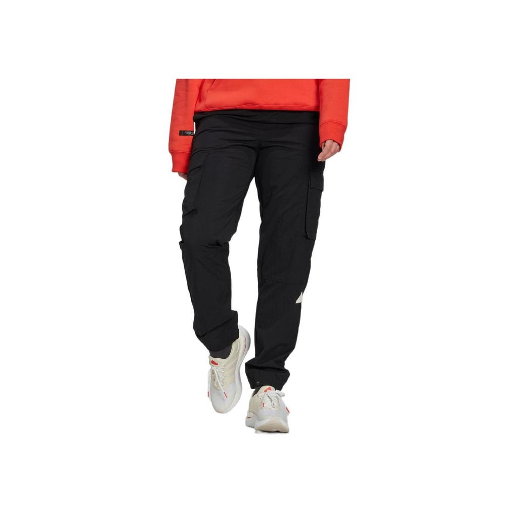 adidas Casual Sports Capsule Series Logo Print Multi-Pocket Cargo Pants Women Bottoms Black HM2906