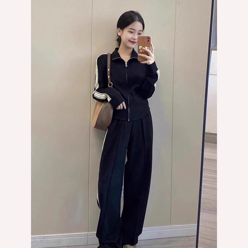 Women's Casual Sportswear Set - Spring & Autumn 2026: Fashionable Hoodie & Wide-Leg Pants Two-Piece Outfit