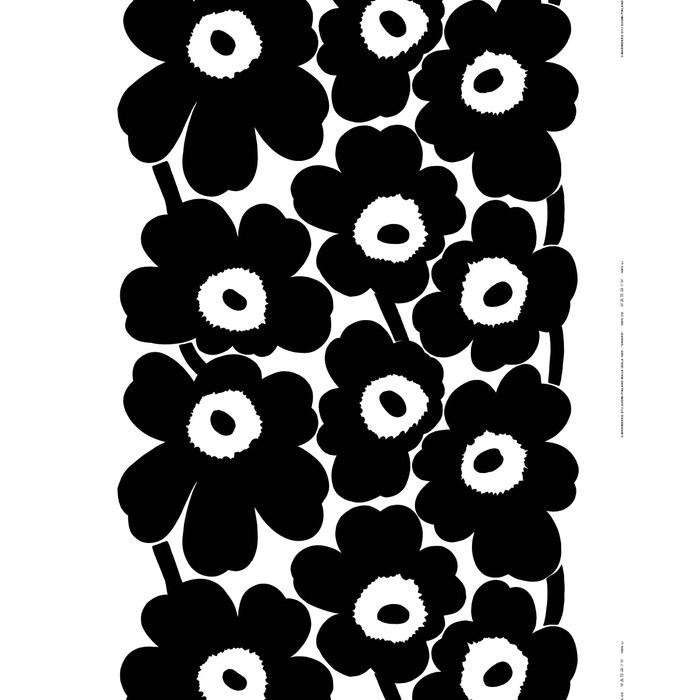 Marimekko Tiise Mini Unikko Kosmetiktasche (Schwarzer Mohn) Baumwolle/Dunkelblau 8,5 cm