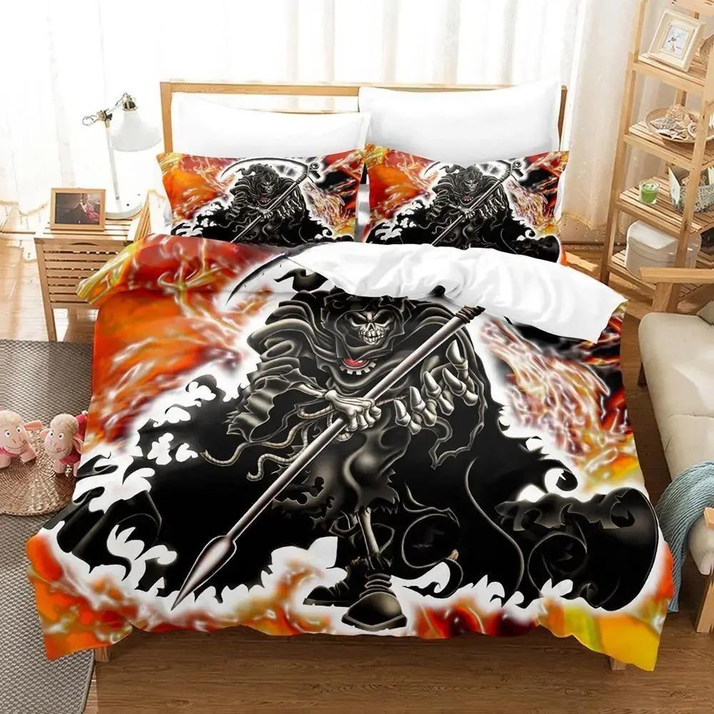 Dark Grim Reaper Bedding Set Single Twin Full Queen King Size Bed Set Adult Kid Bedroom Duvet Cover Sets 3D Anime Bed Sheet Set Tool