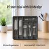 PP Lid Drawer-Type Cutlery Organizer with Six-Grids: Large Capacity Storage for Kitchen Knives, Forks, and Spoons