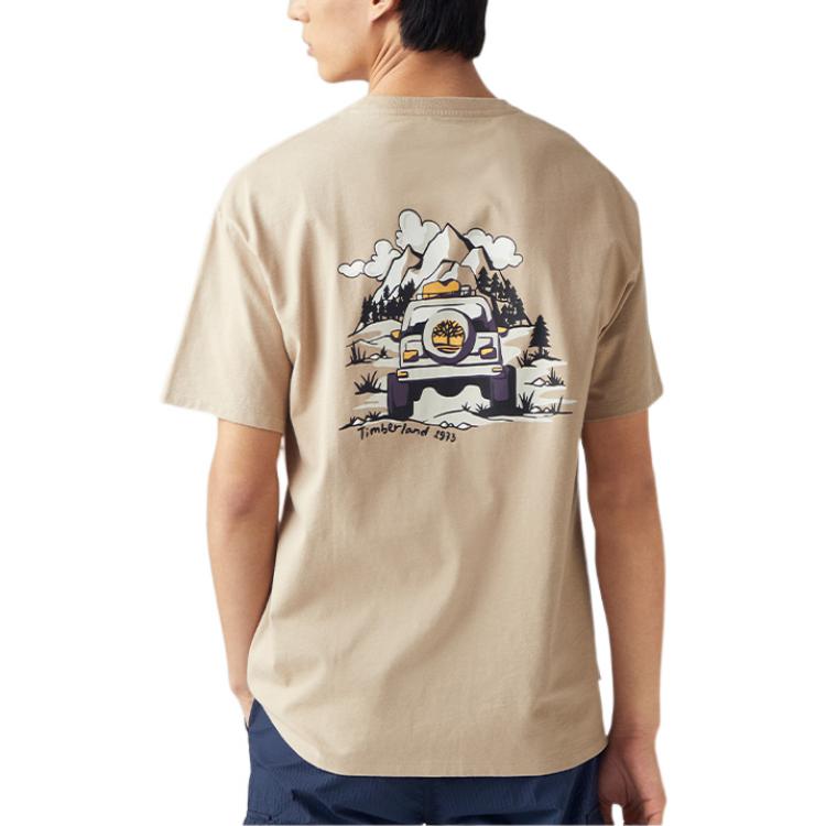 Timberland Casual Cartoon Car Print Short Sleeve T-Shirt Men Tops Light-Earth A6CJ2-269