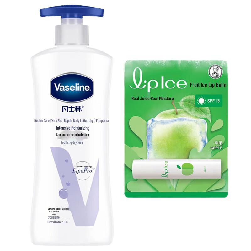 Набор: Лосьон для тела Vaseline и бальзам для губ Mentholatum