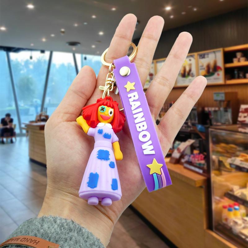 

Whimsical Cartoon Keychain Colorful Rubber Bag Charm Magical Digital Design Circus Patch Girl