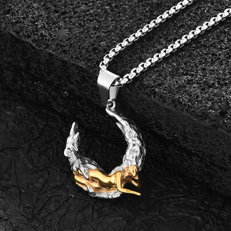 Moon Goddess Stunning Necklace For Women Elegant Titanium Steel Jewelry Pendant