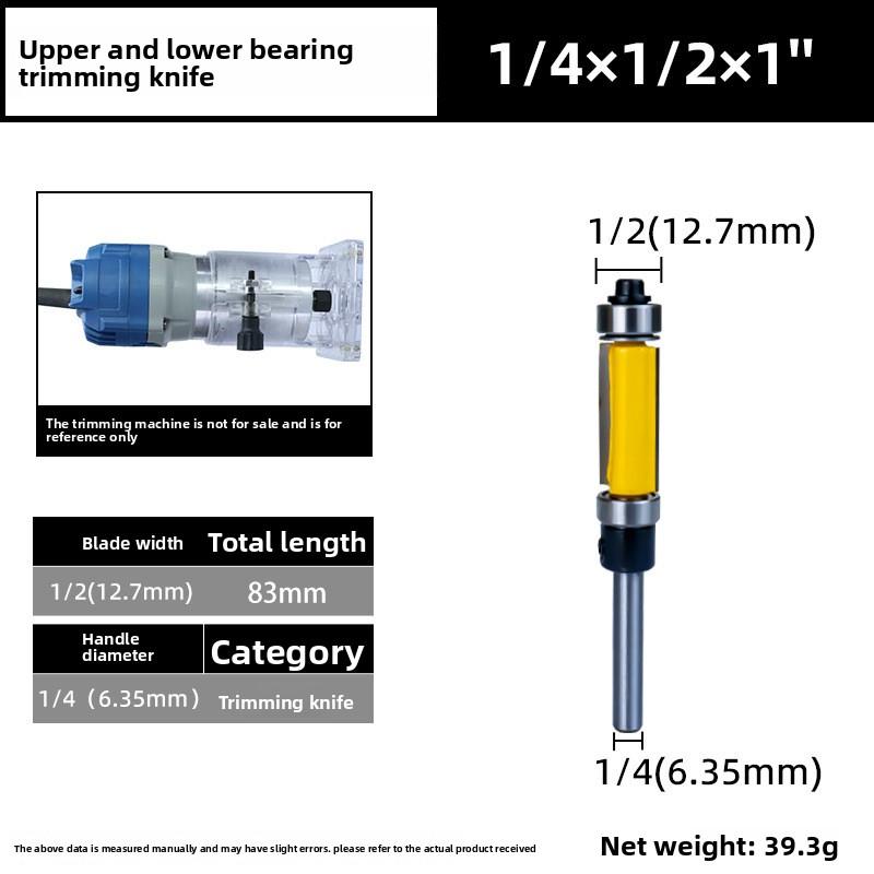 1‑1/2inch H * 1/4inch Shank Woodworking Tool Flush Trim Router Bit with Top and Bottom Bearing