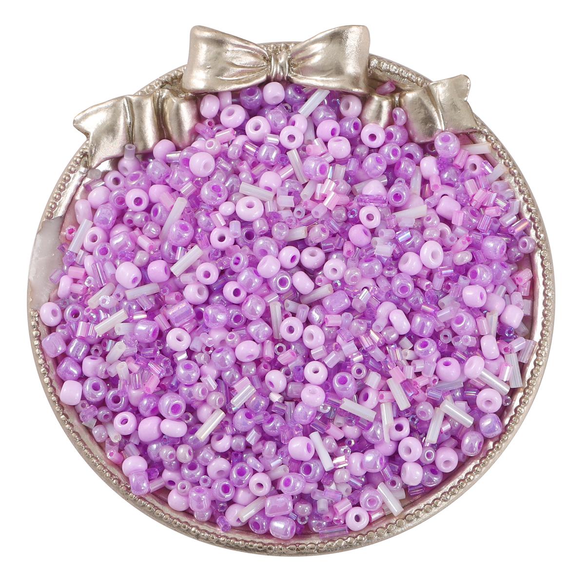 

15000 шт. Смешанные формы и размеры стеклянных бусин, многоцветные круглые стеклянные бусины для самостоятельного изготовления ювелирных изделий, бисероплетения, вышивки, аксессуаров 1.5-4.5mm 450g фиолетовый