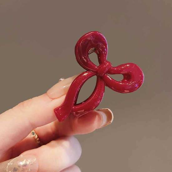 Hair Pin Stable Non-Slip Mini Bow Shape Alloy Hair Pin Glossy
