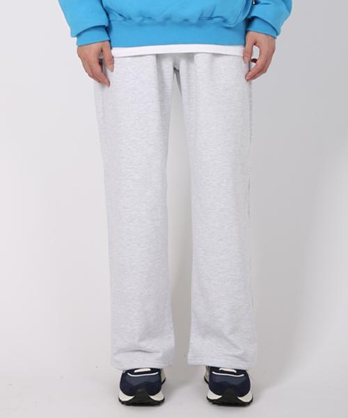 Powis One-Pleat Wide Easy Training Sweatpants (White Melange)