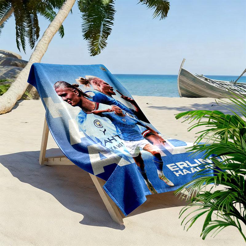 Erling Haaland Vibes Strandtuch, Großes Weiches Schnelltrocknendes Handtuch für Strand Camping Schwimmen