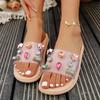 Fashion Colorful Big Rhinestone Transparent Pvc Slippers Women Flat Feels Outdoor Slides Women 2025 Summer Brand Designer Beach Slides