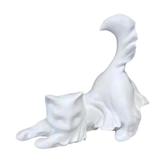 Halloween Ghost Cat Statue Glow-in-the-dark Black White Ghost Cat Resin Figurine Ornament Desktop Decoration Cat Lovers Gift
