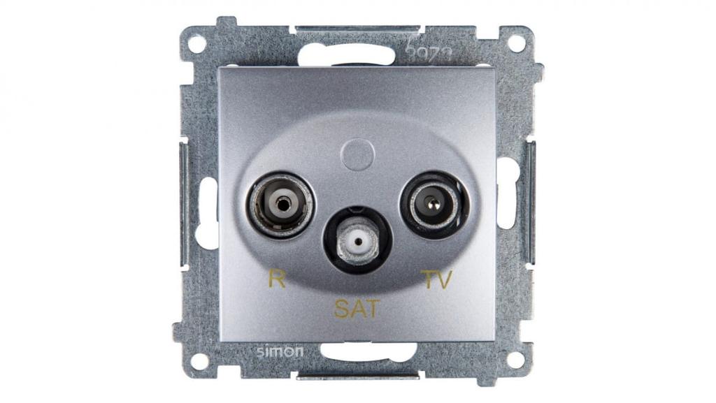 Simon 54 Antenna Socket Rd/Tv/Sat Through Silver Matt Dasp.01/43