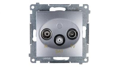 Simon 54 Antenna Socket Rd/Tv/Sat Through Silver Matt Dasp.01/43