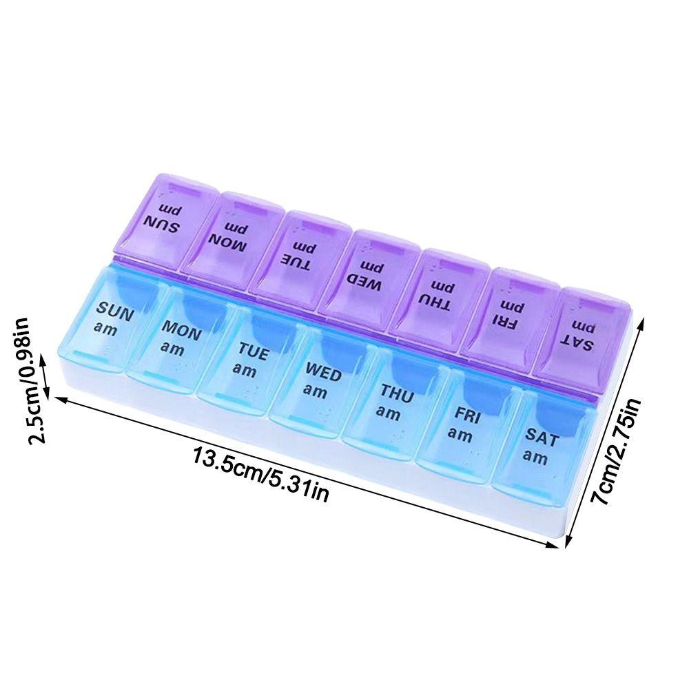 7-Day Weekly Pill Box 14 Grid First-Aid Kit Container Portable Tablte Dispenser