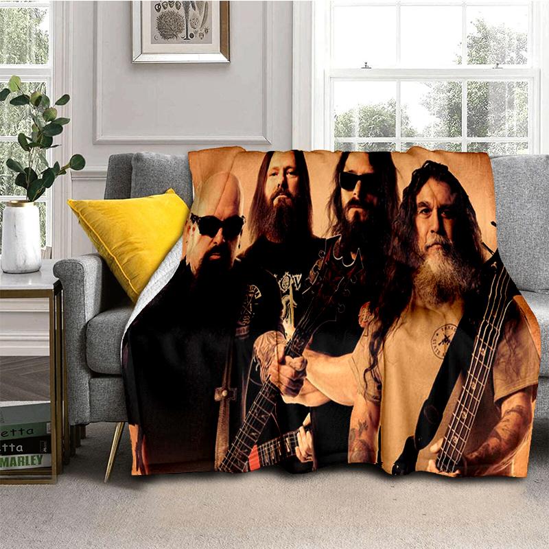 3D Retro Band Slayer Heavy Metal Rcck Sign Blanket,Soft Throw Blanket for Home Bedroom Bed Sofa Travel Cover Kid Gift
