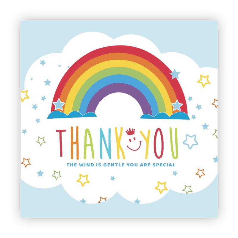 Cartoon Thank You Card Square - Handwritten Festival Greeting Card Gift Packaging Decoration