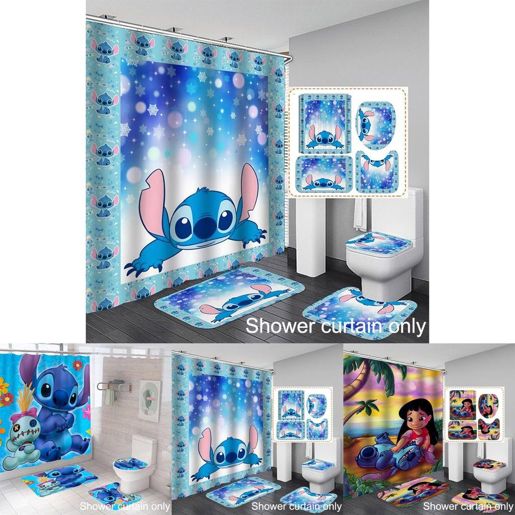 Rideau de douche Lilo & Stitch Impression numérique Imperméable et Anti-rouille