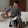 OEING Men's Coral Fleece Thickened Winter Bathrobe