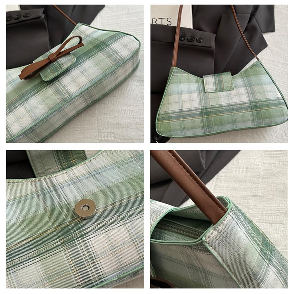 Casual Street Checkered Japanese Trend Simple Fashion Shoulder Armpit Crossbody Bag for Women