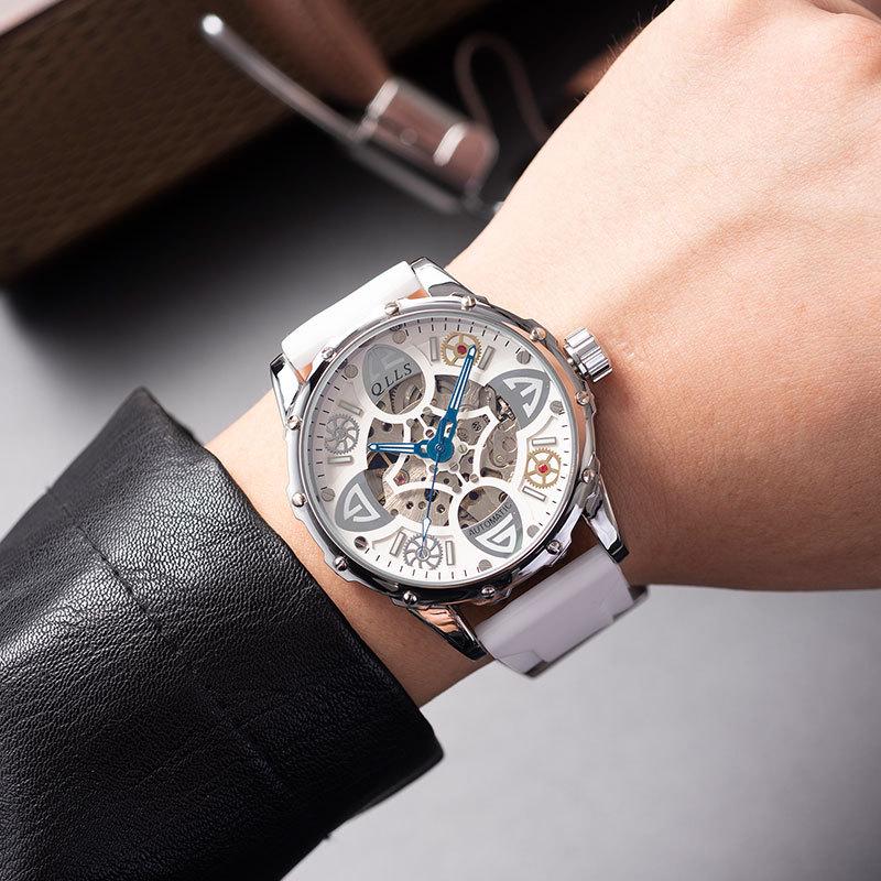 Kilo Time Men's Hollowed-Out Automatic Mechanical Watch with Wormhole Concept & Xenon Design—Stylish for Students
