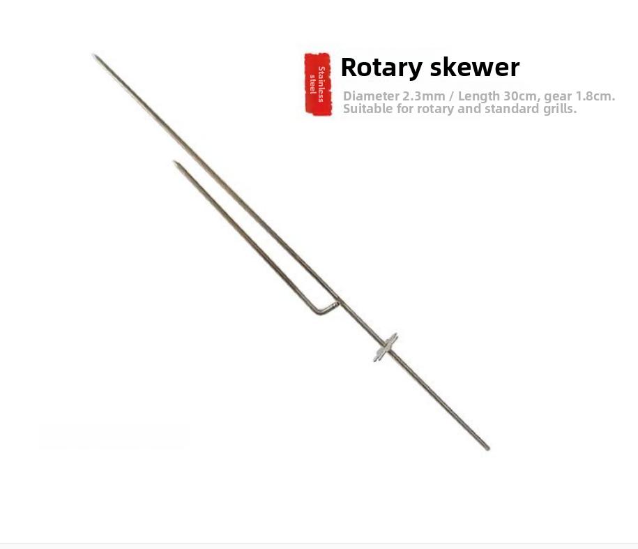 Stainless Steel Rotating Gear BBQ Skewer 29cm Automatic Meat Kebab Stick Camping Outdoor Barbecue Cooking Accessories