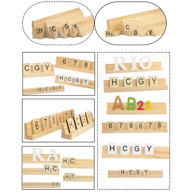 2Pcs Wooden Dominoes Rack Dominoes Tiles Holders for Mexican Train Dominoes Game