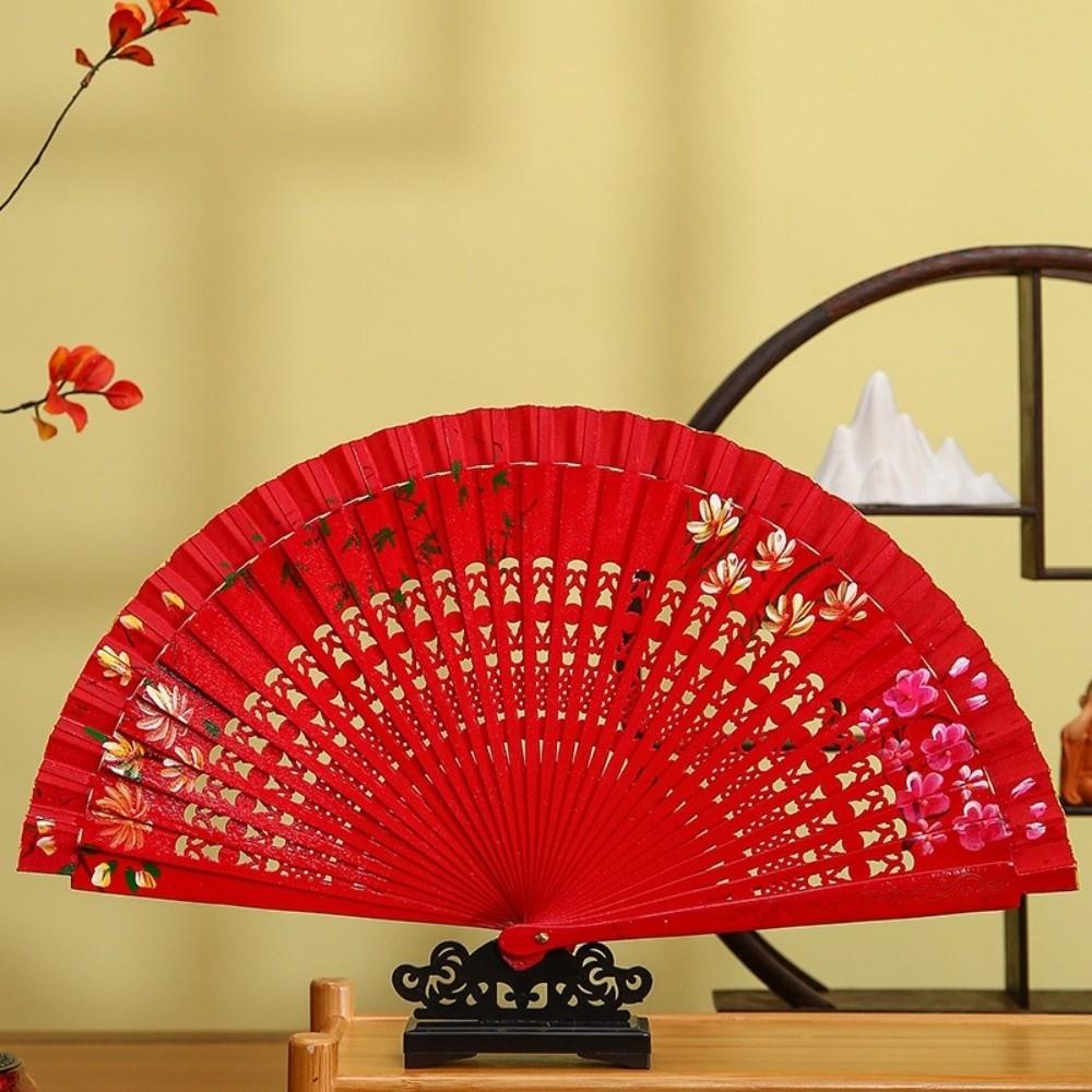 Classic Hand-painted Fan Antique Handheld Fan Hand Crafted Spanish Wooden Fan for Dancing