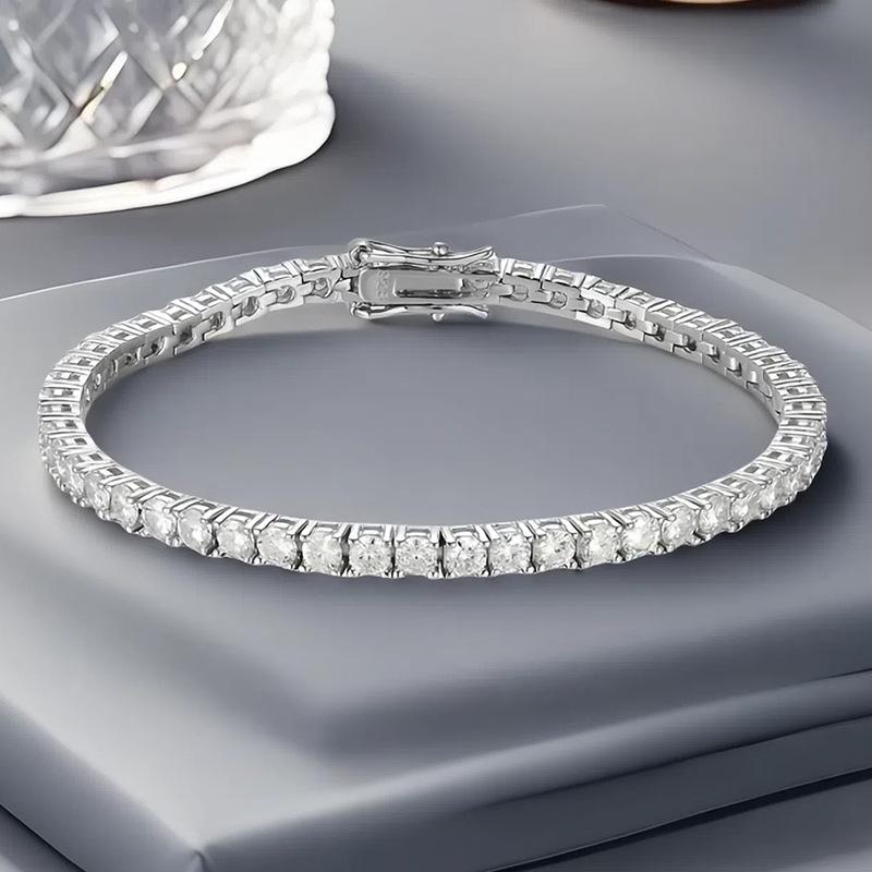 925 Silver Moissanite Bracelet 0.1ct 3mm D VVS1 Diamond with GRA for Women Sparkling Wedding Party Fine Jewelry
