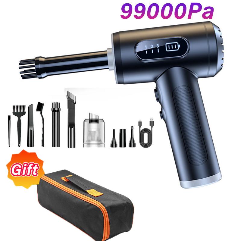 99000Pa Portable Compressed Air Duster 2 In 1 Air Blower & Vacuum Cleaner Cordless Duster Blower for Keyboard Computer Cleaning