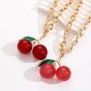 Fashionable Exaggeration Red Cherry Fruit Pendant Personalized Thick Chain Necklace For Women