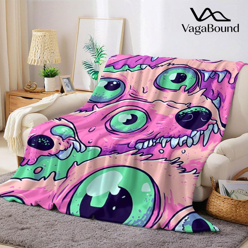 Pastel Zombie Monster Drip Printed Blanket Suitable for Sofas Beds Offices Travel Camping Chairs Warm Plush Blanket