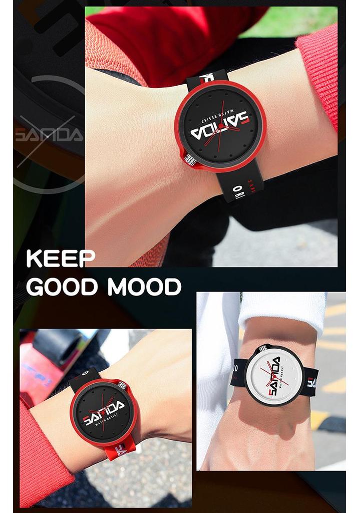 Sanda Stylish Korean-Style Waterproof Watch with Detachable Silicone Band for Men, Women, and Students