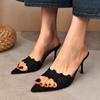 Fashion Shoes for Women 2024 Modern Women's Slippers Elegant Dress Slippers Women Pointed Toe Thin Heels Floral Plus Size Women's Sandal