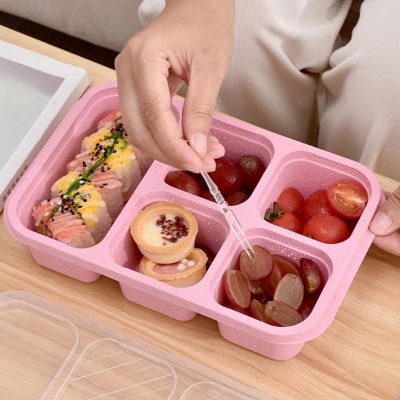 Bento Lunch Box With Reusable 5 Compartment Bento Box With Lid Compatible For Bento Snack Containers For Travel And Work