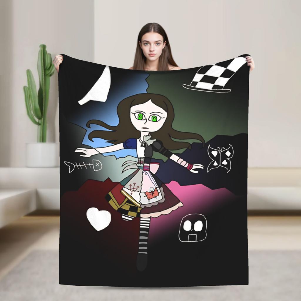 Dark Alice Madness Returns Game Plush Blanket Flannel Throw Blanket For Couch Bed Warm Soft Design Quality Bedspread