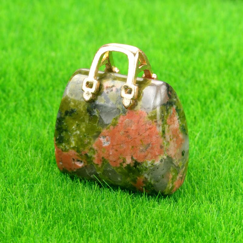 Natural Stone Carved Mini Bag Reiki Healing Crystal Handbag Shape Palm Worry Stones Chakra Balancing Gifts