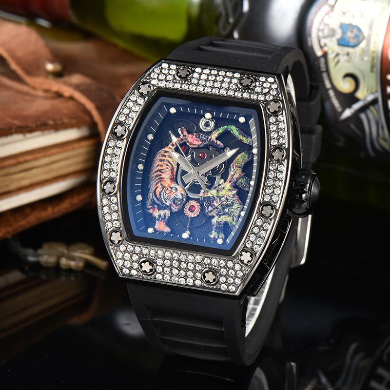 Electroplated Color Literal Quartz Watch, Versatile Trend Men's and Women's Watches, Wine Barrel-shaped Full Diamond