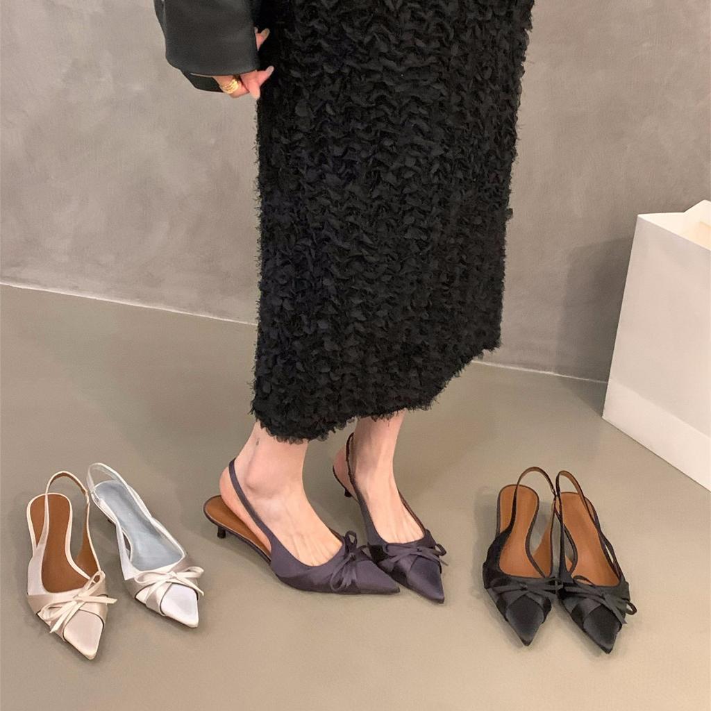 French stiletto high heels bag head sandals women's shoes 2025 new summer temperament socialite black pointed single shoes