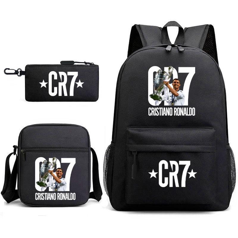 Sports Football Team Print Youth Primary and Secondary School Students C Luo Schoolbag Men and Women Leisure Travel Backpack CR7
