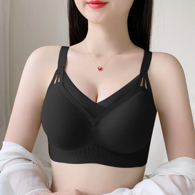 Plus Size Women Fixed Cup No Underwire Thin Comfortable Bra For Large Bust