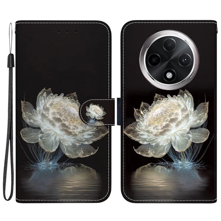 

For Oppo A3 Pro (China) 5G Case Wallet PU Leather Pattern Phone Cover with Card Slot Holder - Crystal Peony