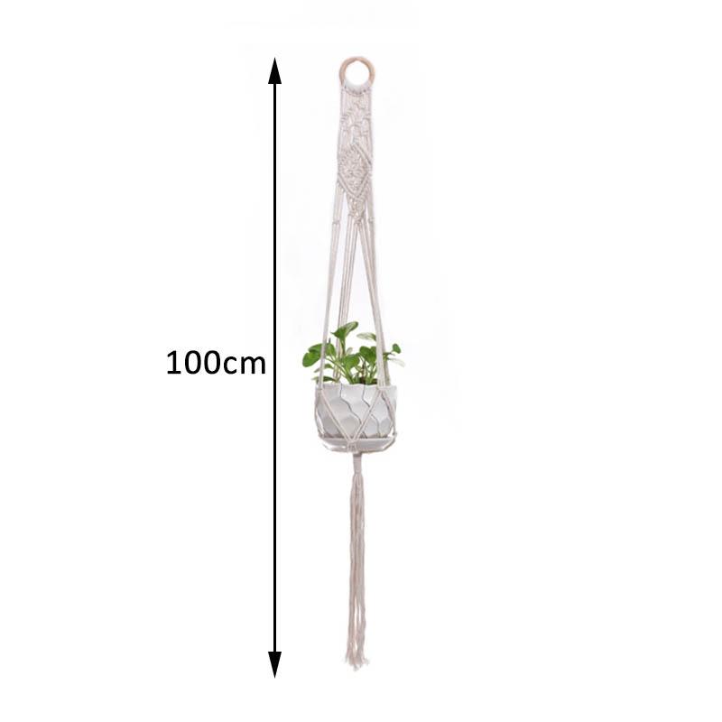1Pcs Multi-purpose Cotton Rope Plant Hanger Garden Supplies Hand Woven Beige Wall Decoration Flower Tray Basket European Style Plant Hanging Basket