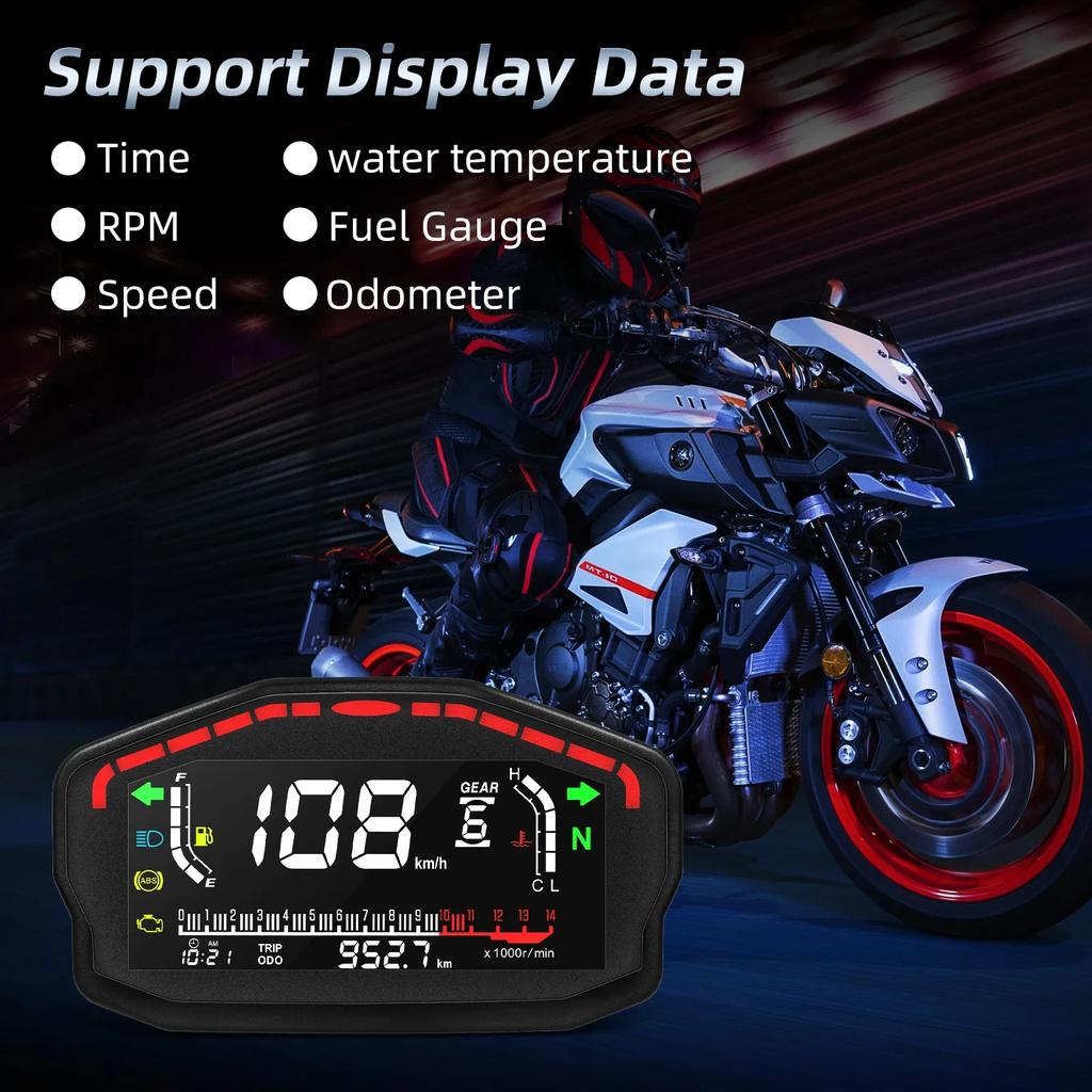 AD Digital Display Instrument Panel 12V Speedometer Motorcycle Bracket Odometer Tachometer with Speed & Mileage for CG125 CG150