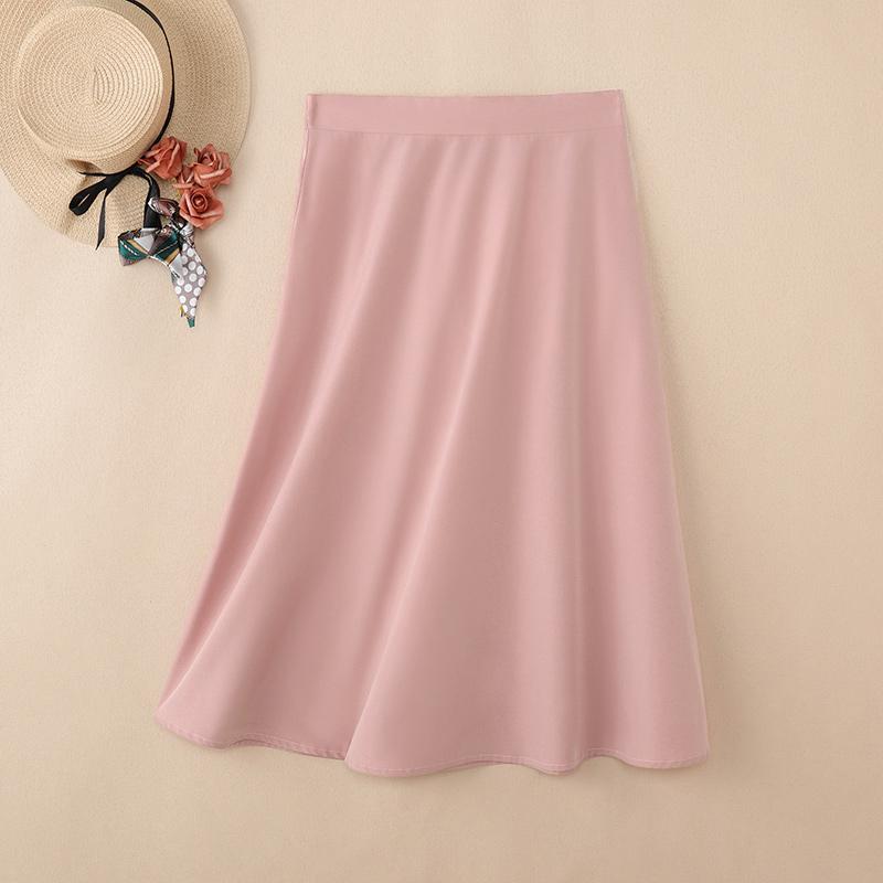 ZANZEA Saias midi soltas de cor sólida e cintura elástica casual feminina