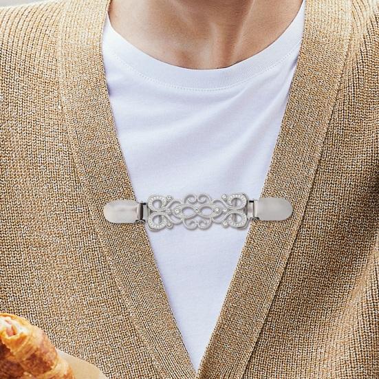 Women Duck Clip Brooch Rhinestone Decor Hollow Out Retro Curved Anti-slip Low-cut Neck Decoration Anti-exposure Brooch Prom Party Clothes Jewelry