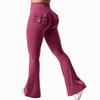 High Waist Flare Leg Pants for Women with Back Pocket Scrunch Detail Stretchy Fabric Bootcut Yoga Style